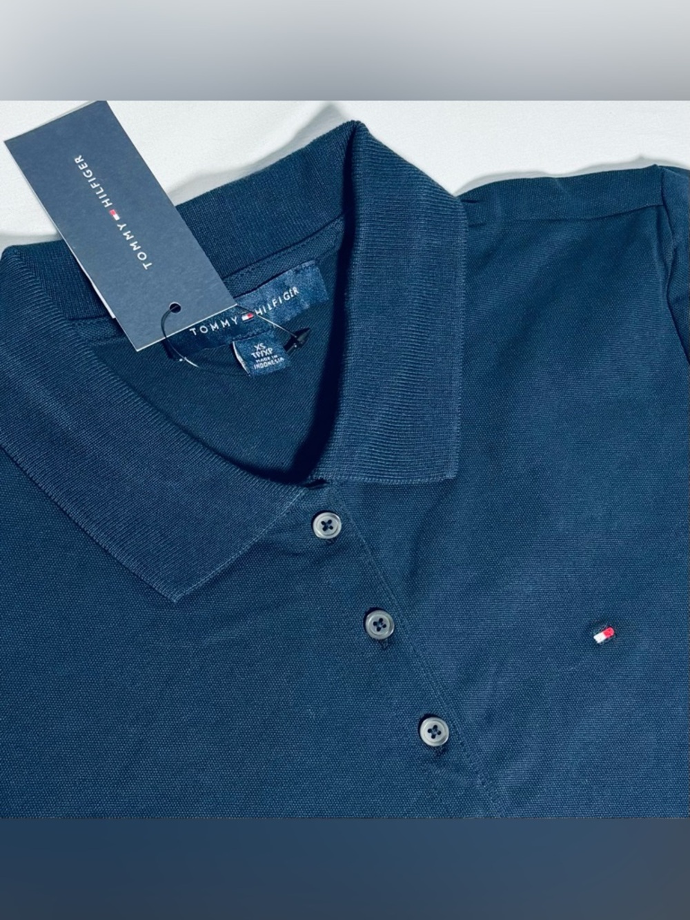 Tommy Hilfiger Long Sleeve Polo Top Women's XS Navy NEW w Tags